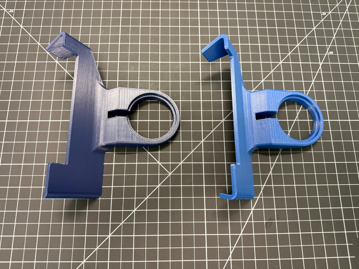 Two blue mounts side by side